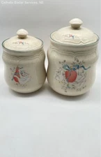 International Stoneware China Company Geese Duck Large 8" & XLarge 9" Canisters