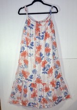 Gap Midi Floral Sundress Lined Lightweight Ruffled Hem Crinkle Rayon Dress sz L