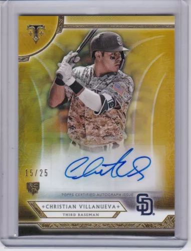 2018 Topps Triple Threads Christian Villanueva Gold Rookie Auto 15/25 Padres HOT