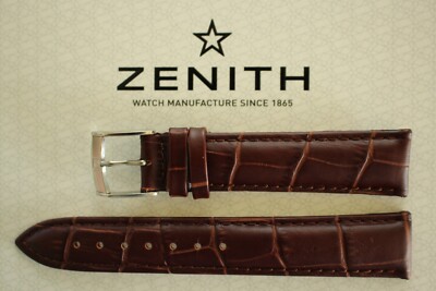 NEW ZENITH SILVER BUCKLE ON 18MM BROWN HOUSE BRAND WATCHBAND WATCH BAND STRAP 03
