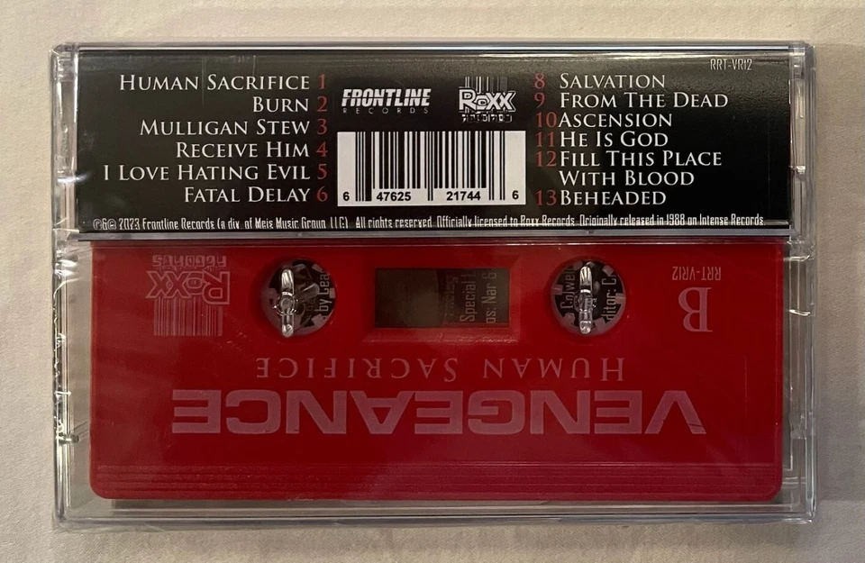 Vengeance - Human Sacrifice (Ltd Ed RED Cassette + Card - 50 Made) New-Sealed - Image 2 of 4