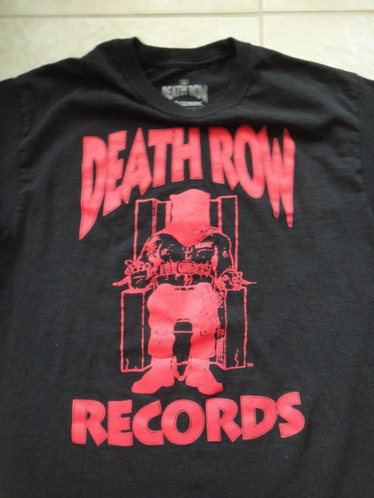 FILA T shirt DEATH ROW RECORDS Maniche Lunghe Logo Grafico Nero Rosso Uomo M Rap Hip Hop