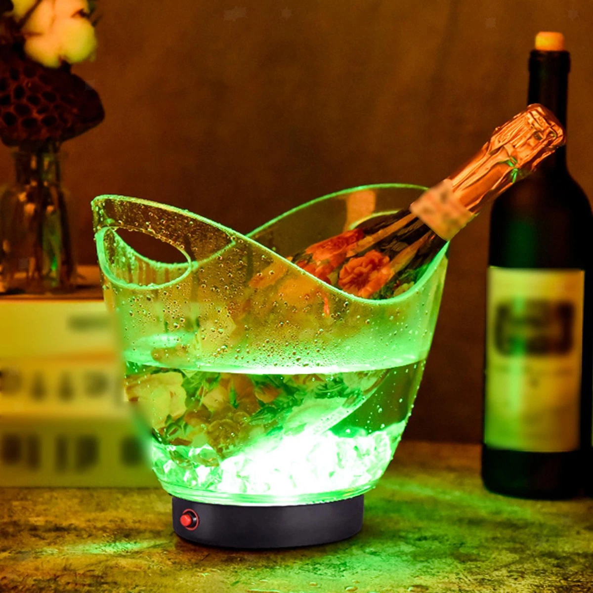 Secchiello Per Ghiaccio E Bottiglie In Plastica Trasparente 8 Litri – Refrigeratore Per Vino E Champagne Impilabile