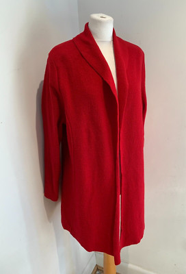 VIKI by Pola boiled wool Jacket 14 NEW red open front cardigan long classic