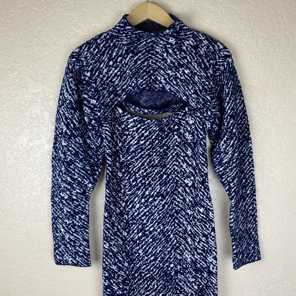 Vestido Vaina 3.1 Phillip Lim M Jacquard Mezcla Lana Midi Azul Tejido 2 en 1 Suéter Foto 4 de 4