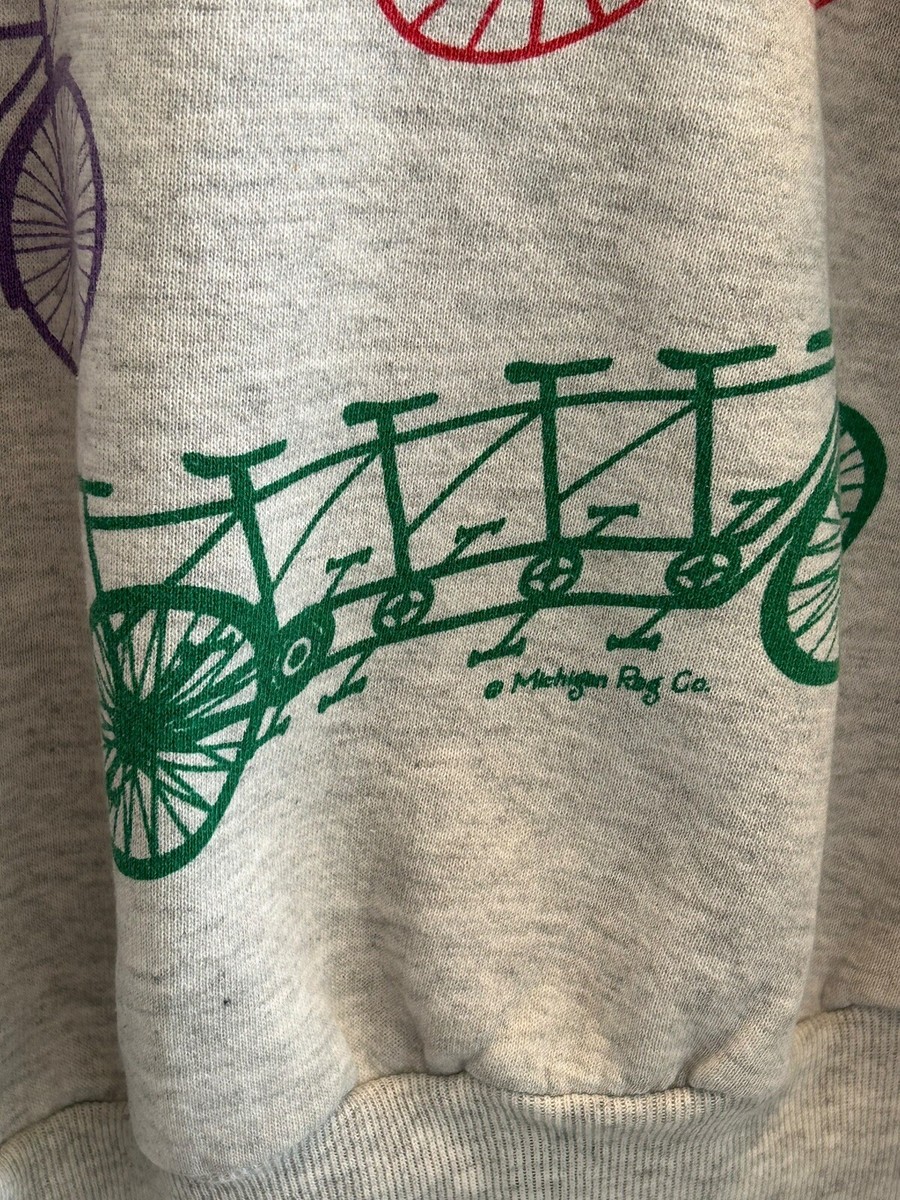 80s JERZEES MICHIGAN RAG CO. スウェット Vtg 80's Jerzees Tag AOP Bicycle Michigan Rag Co. Double