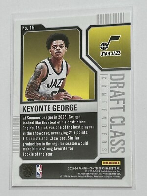 ぽむ Keyonte George 2023-24 Panini Contenders #15 Rookie RC Utah Jazz