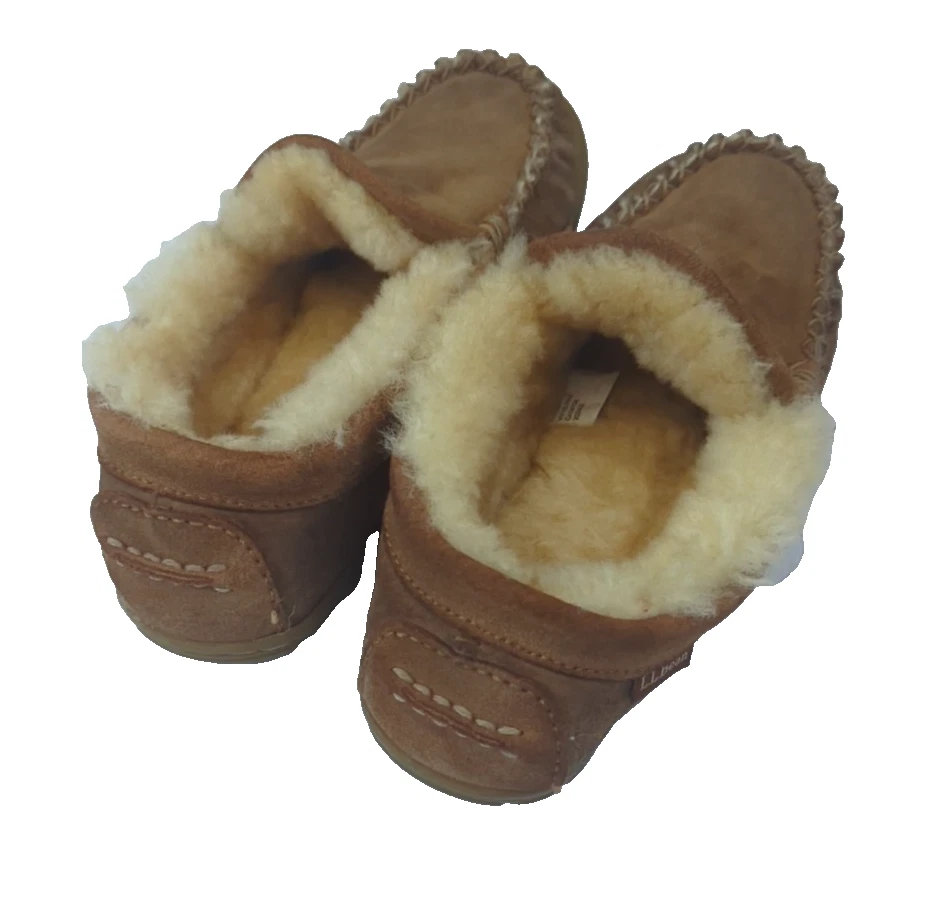 Zapatillas mocasín de gamuza marrón Lands End para mujer forradas de piel talla 6 suela de goma Foto 3 de 4