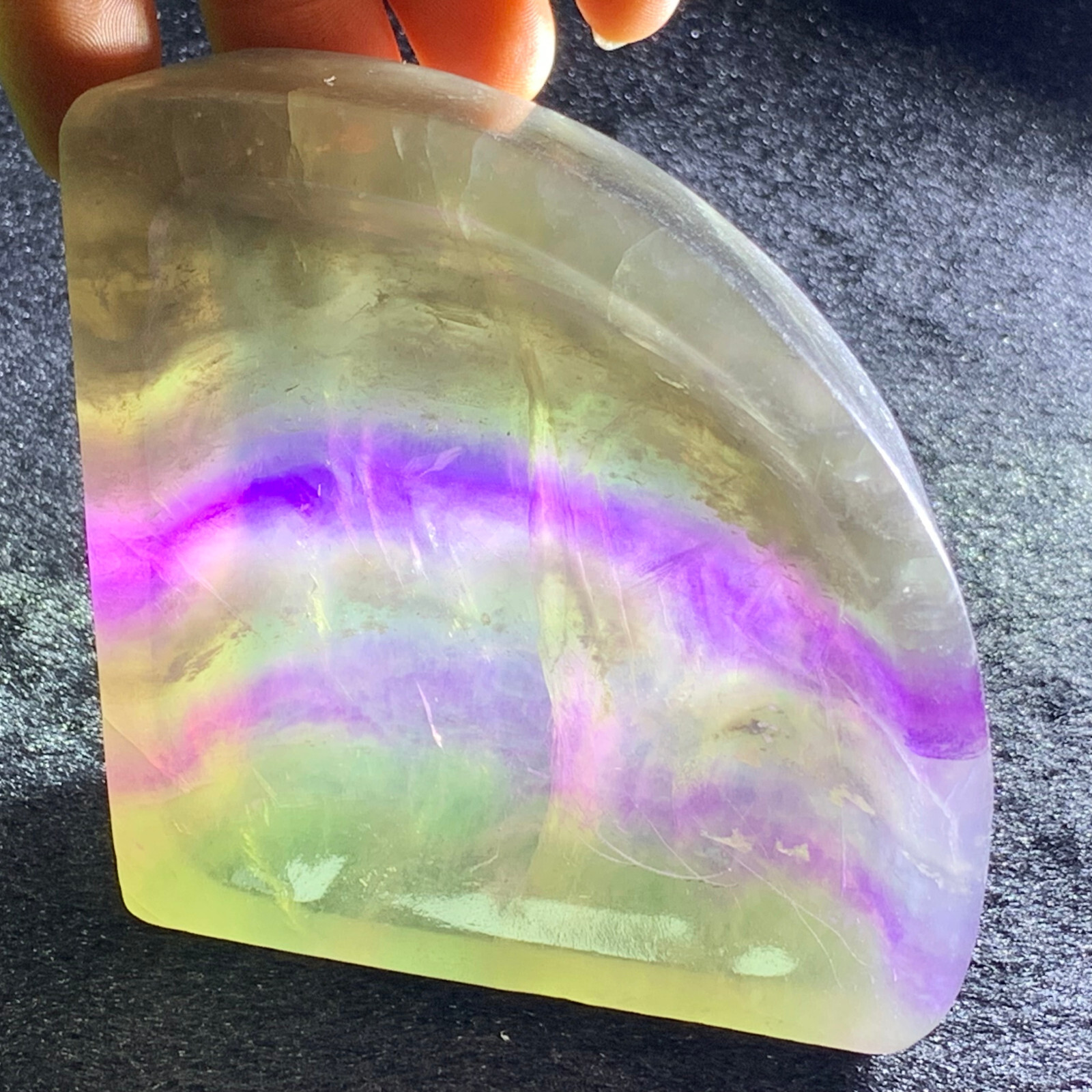 TOP 1.0LB  Natura rainbow fluorite Quartz ashtray Hand Carved crystal healing