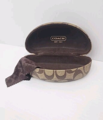 NEW Coach Brown Signature C Hard Clamshell SUNGLASSES Case  display picture 1
