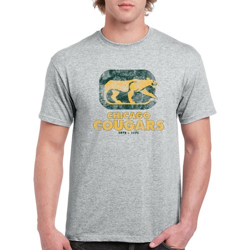 WHA Chicago Cougars UGP Classics Basic Cotton T-Shirt - Sport Grey - Picture 4 of 7