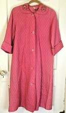 Vintage 1950's California Pink Quilted Women's Robe w Jeweled Neckline