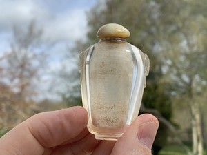 Chinese 19th Century Rock/Glass Crystal Snuff Bottle. With Stopper. Small Chips