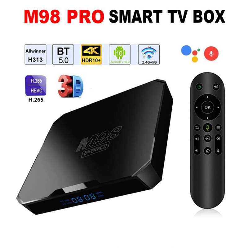 M98 Pro Android 10 ATV 4K UHD Dual WiFi Bluetooth Set Top TV Box w