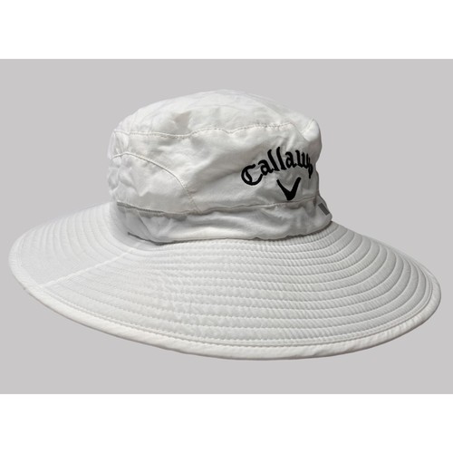 Callaway Bucket Hat Womens White Nylon Adjustable Wide Brim Ventilated