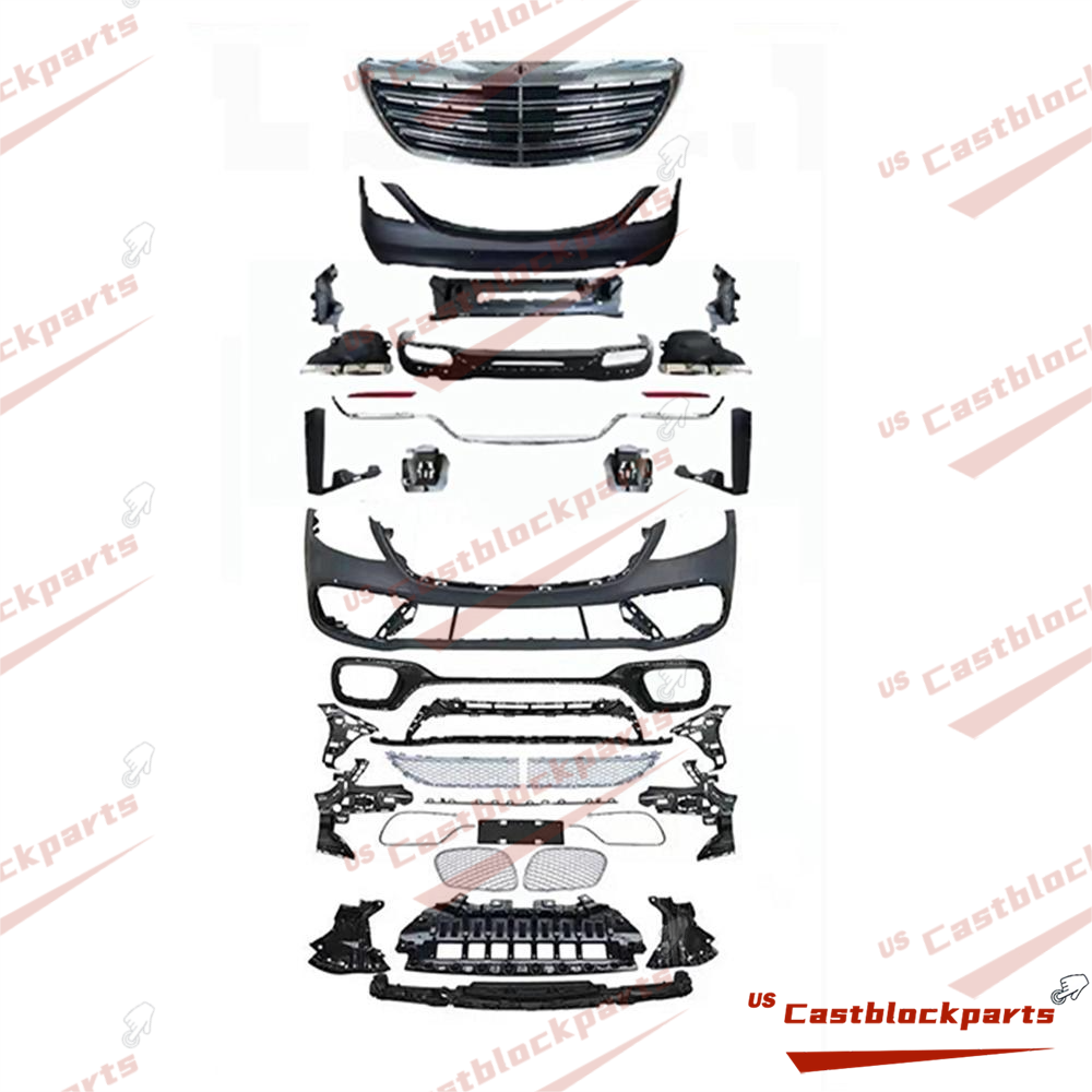 Front Rear Bumper Upgrade Body Kit 18+ S65 AMG For Mercedes S Class W222 W/Light - Picture 2 of 15