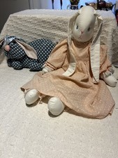 Handmade Muslin Bunny/Rabbit Dress&Bloomers 26" & Small Bunny 9" Decor/Easter