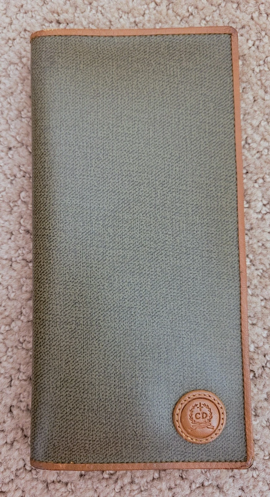 AUTH CHRISTIAN DIOR VINTAGE LEATHER BI FOLD LONG & THIN WALLET PREOWNED GREEN