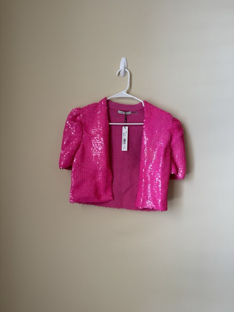 Alice + Olivia New Sherryl Sequin Jacket French Rose Pink