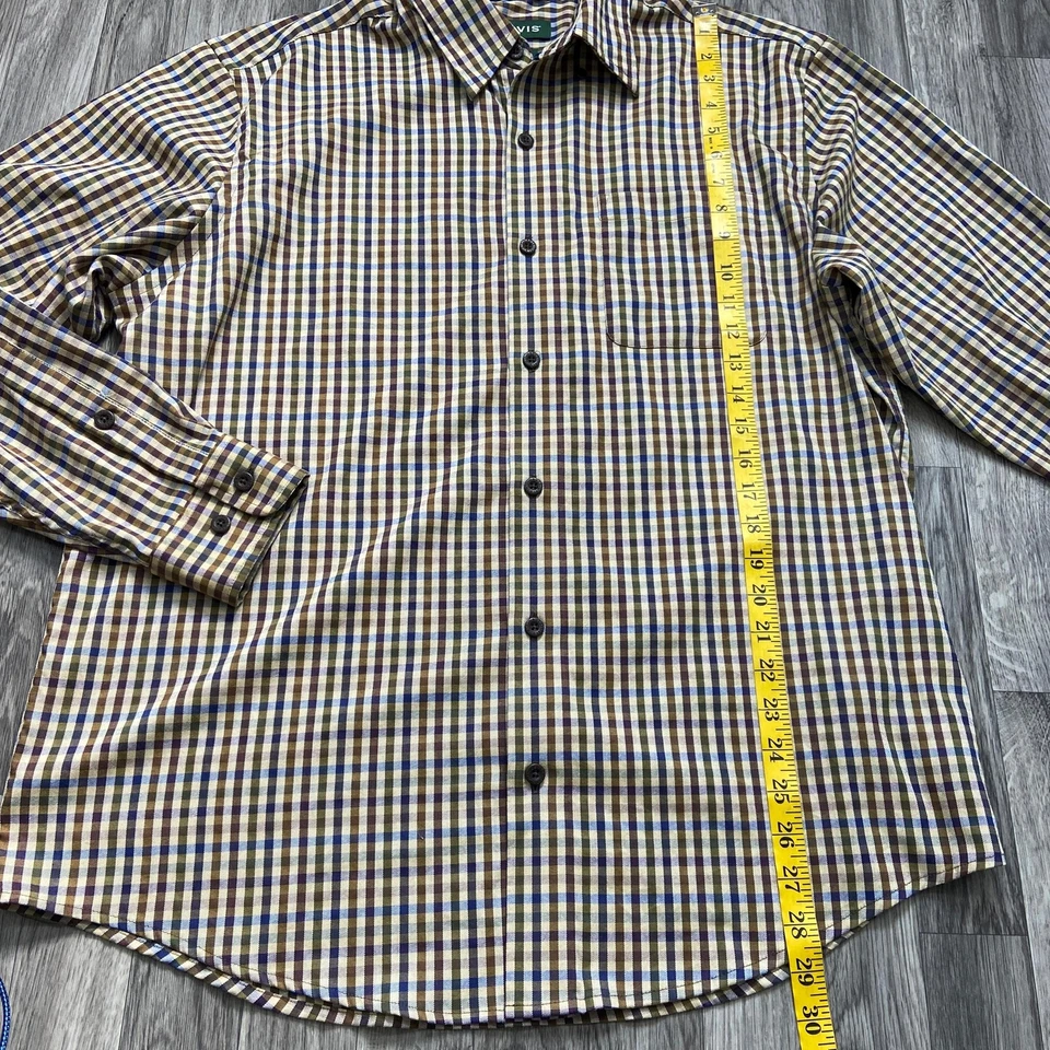 ORVIS Classic Fit Button Down Tan/Beige Check Wool Blend Dress Shirt Mens Size L - Image 4 of 4