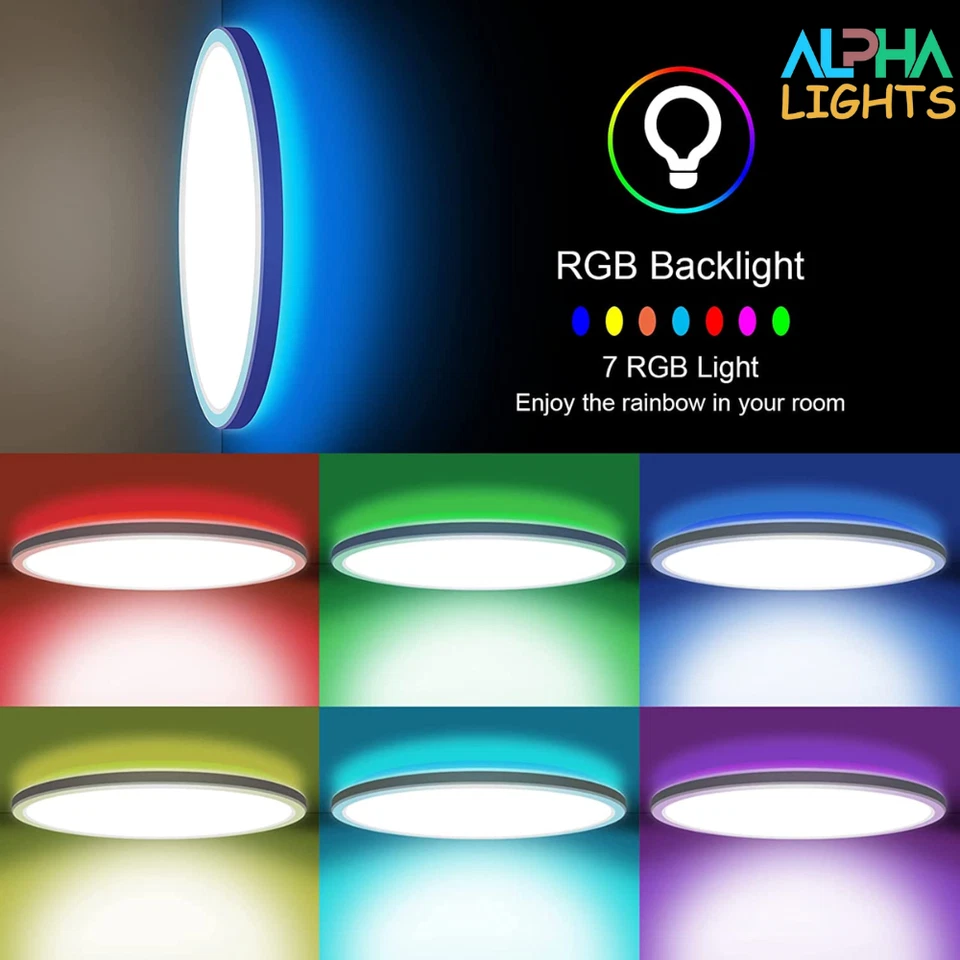 Lámpara de fondo redonda RGB cerca del techo, luz para dormitorio, sala de estar - Imagen 2 de 4