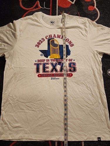 NWT MENS TEXAS RANGERS '47 WHITE 2023 WORLD SERIES CHAMPION WHITE T-SHIRT( XXL) - Picture 8 of 11