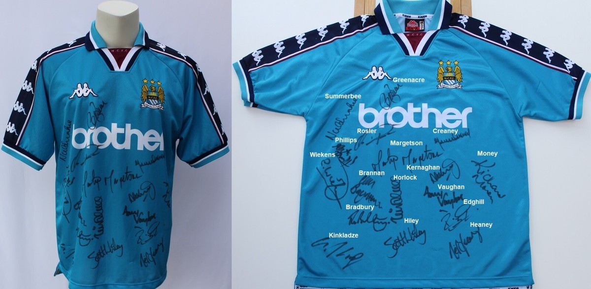 1997-98 Manchester City Home Shirt Squad Signed inc