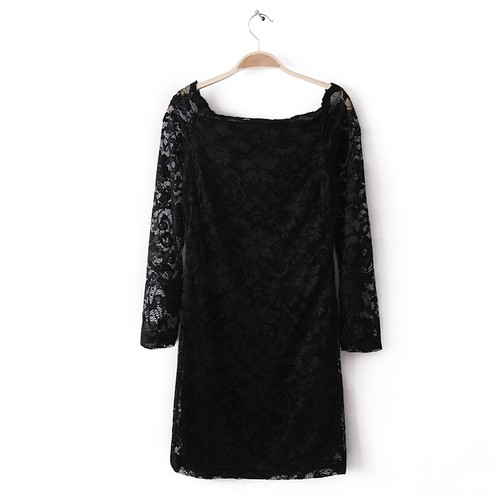 Classic Sexy Women's Lace Bodycon Off Shoulder Long Sleeve Evening Party Dress - Picture 8 of 14