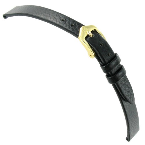 10mm Hirsch Dakota Black Genuine Textured Leather Unstitched Watch Band Ladies - Bild 1 von 3