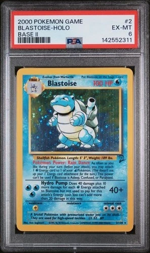 PSA 6 Ex-Mint Blastoise #2 Holo Rare Base Set 2 Vintage Pokemon Card