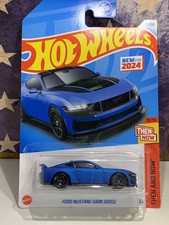 HOT WHEELS FORD MUSTANG DARK HORSE. NEW FOR 2024.THEN AND NOW. BLUE. ON CARD