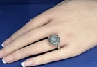 Vintage!! Pandora Floral Elegance SterlingSilver GrayMoonstoneRing💚7.5 G Size 7