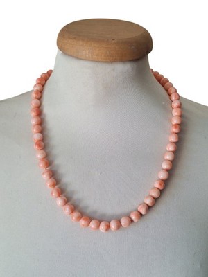 Halskette Koralle rosa natur Deep Sea Vintage 925 Silber Verschluss Gewicht Gr.60