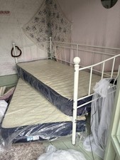 Metal day bed, Versailles stone white day single bed & trundle twin + matresses