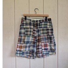Polo Ralph Lauren Patchwork Madras Plaid Cotton Shorts Multi Color 9"Y2K 32