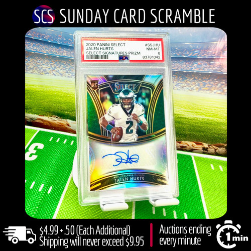 2020 Panini Select Signatures Silver Holo Prizm Jalen Hurts RC Auto PSA 8 🔥
