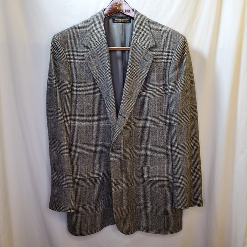 Blazer De Colección Brooks Brothers Abrigo Deportivo 44R 100% Cabello Camel Gris Glen Cuadros EE. UU.