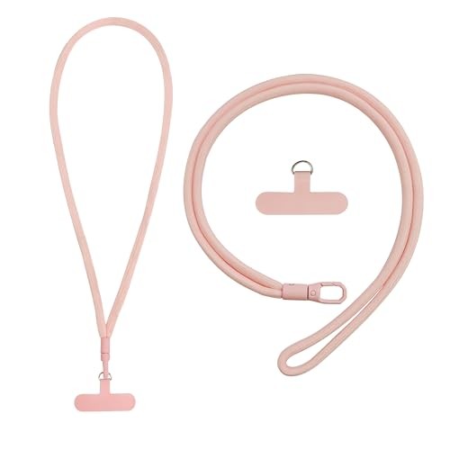Universal Crossbody Patch Phone Lanyard Tether for Around The Neck,19in Pink
