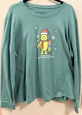 Life Is Good Womens Winnie & P Christmas Long Sleeve Crusher T Shirt XXXL 3X NWT