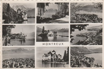 Montreux Schweiz Mehransicht Postkarte Genfersee Château de Chillon Alpen