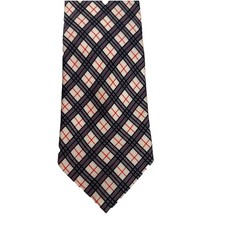 Burberry London Men's 100 Silk Gray Red Plaids Tie Designer