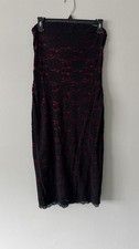 Express Women's Sleeveless Bodycon Dress Red with Lace Size Medium Knee Length