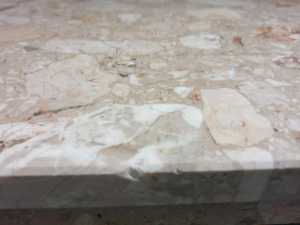 Solid Marble Hearth Plinth.Beige.40"long X 14/3/4"wide.Slight Chips Front+corner - Image 3 of 3
