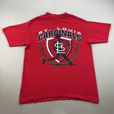 Vintage St Louis Cardinals T-Shirt Mens Large Red Locker Line MLB Baseball 90s