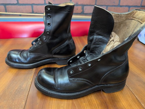 Biltrite Vintage Military Combat Steel Toe Black Leather Boots 7 N Mens PB 10-66 - Picture 7 of 12