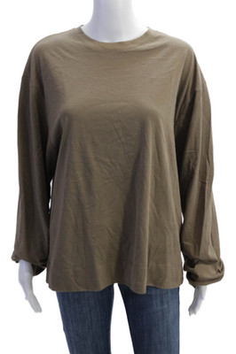 Zara Nanushka Womens Crew Neck Long Sleeve Graphic Print Top Brown Size S
