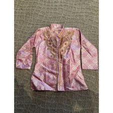 Rahman Girls Traditional Kurta Tunic Size 28 Pink Gold Embroidered Beaded