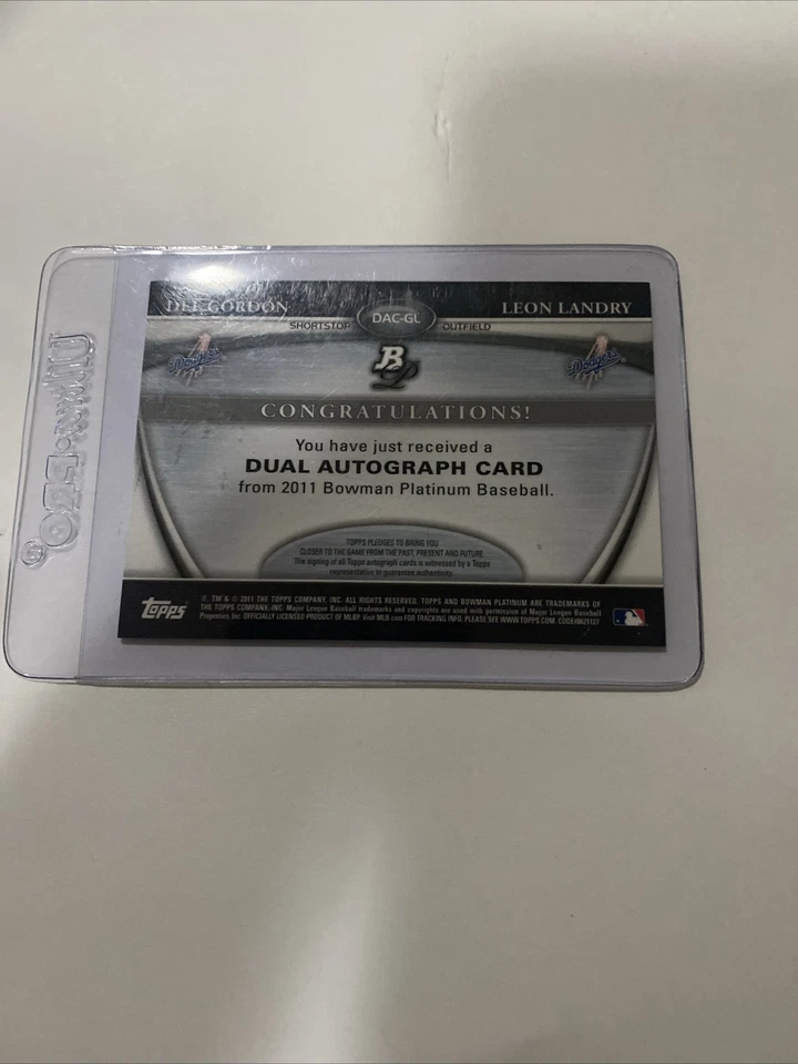 Bowman Platinum 88/89 2011 doble automático Dee Gordon Leon Landry #DAC-GL Dodgers Foto 2 de 4
