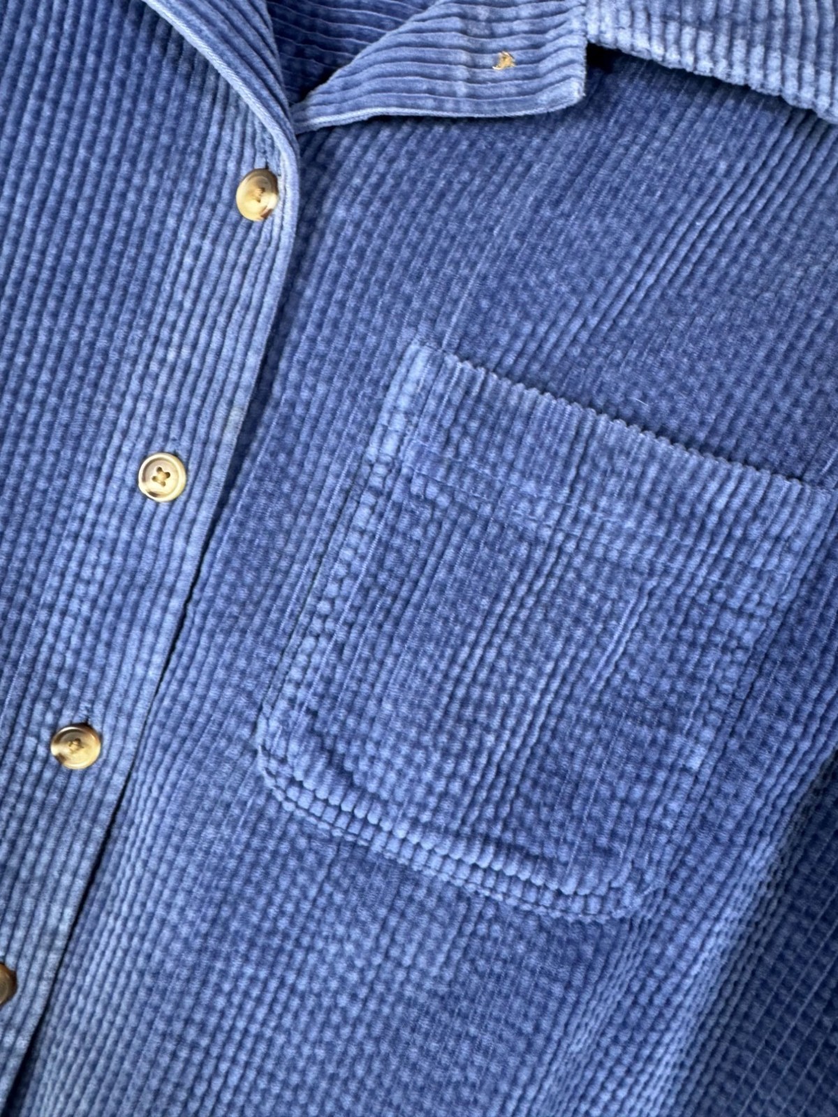 LL Bean Blue Corduroy Button Up Shirt Jacket Medium Petite 100percent Cotton Shacket image 7