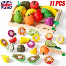 Wooden Kitchen Cut Fruits Kids Toy Set Cooking Simulation Educational Toys 11PCS